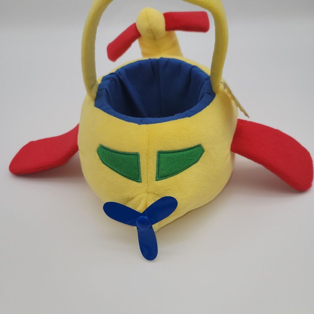 Vintage 90’s Colorful Kids 13” Inch Airplane Plush Easter Basket, New With Tag